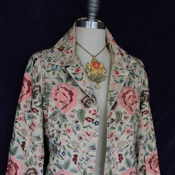Johnny Was Biya JWLA Silk floral rose Embroidered duster princess coat Jacket S - Picture 5 of 11